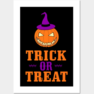 Trick or Treat Pumpkin Witch Hat Posters and Art